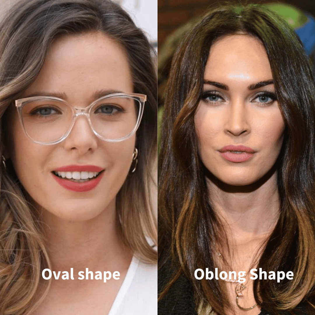 Comparison between oval and oblong face shapes.