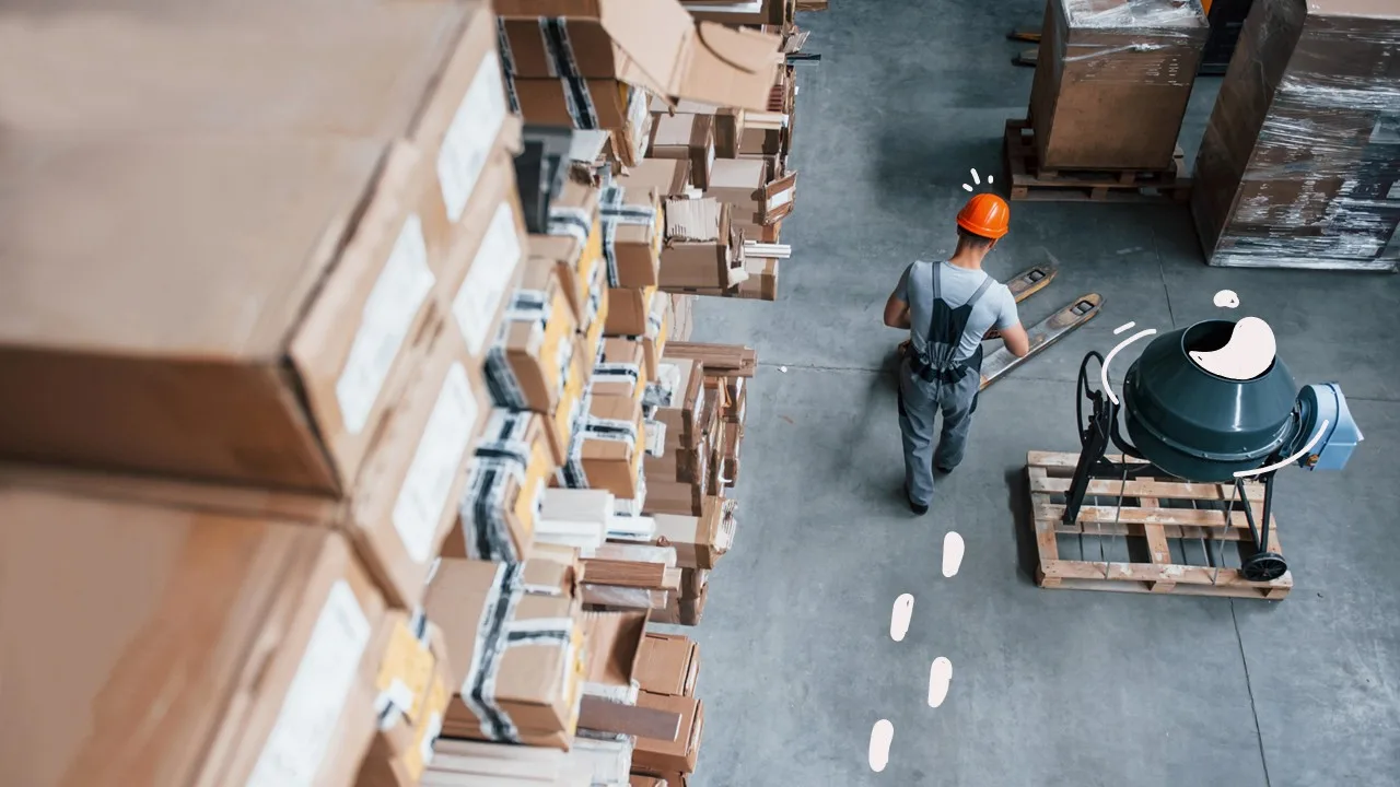 Evotix Man Walking with Illustrated footprints