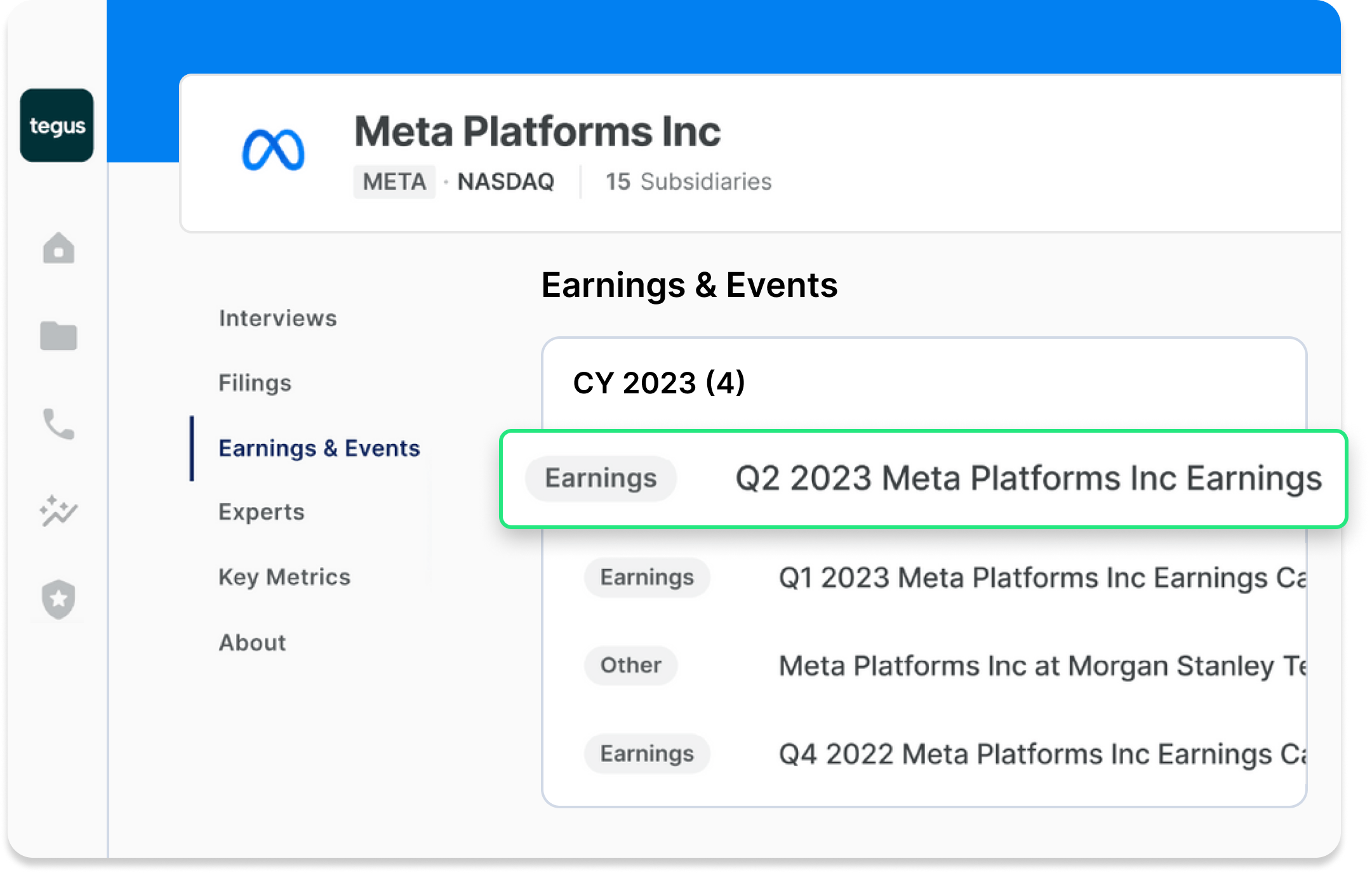 Meta Platforms Inc earnings dashboard