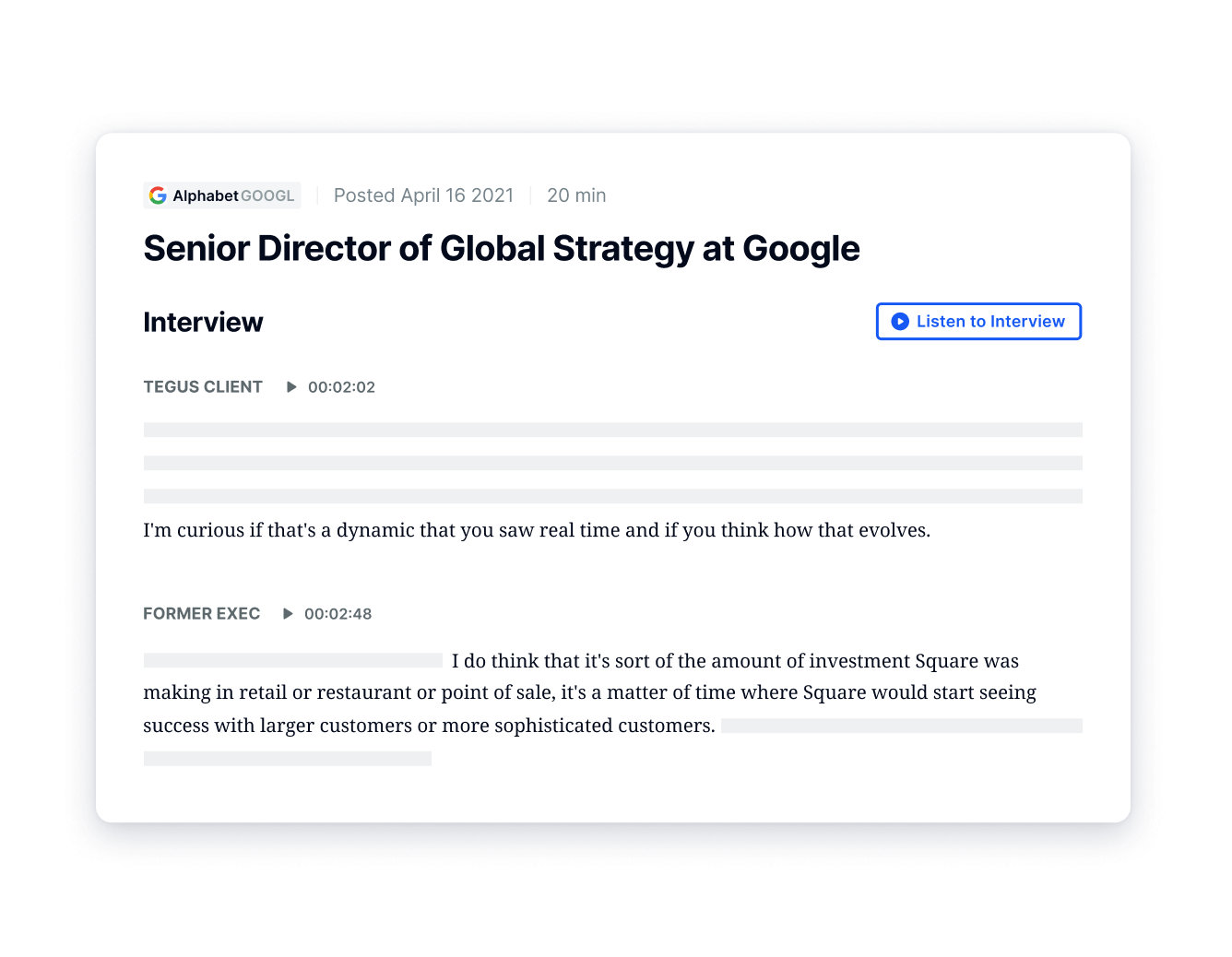 Senior Director of Global Strategy at Google interview transcript