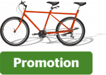 Red Bike with promo tag below