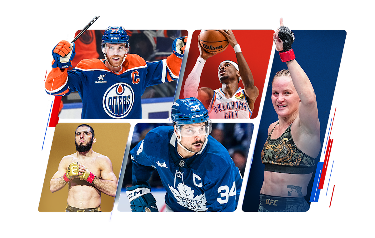 A collage of live sporting events.