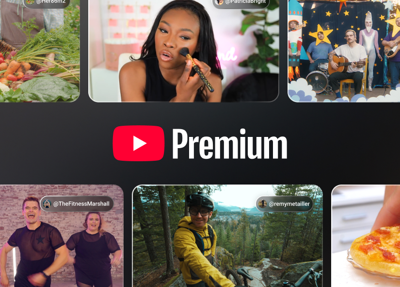A fashion influencer demonstrates how to apply makeup on YouTube. A Subscribe button is shown.