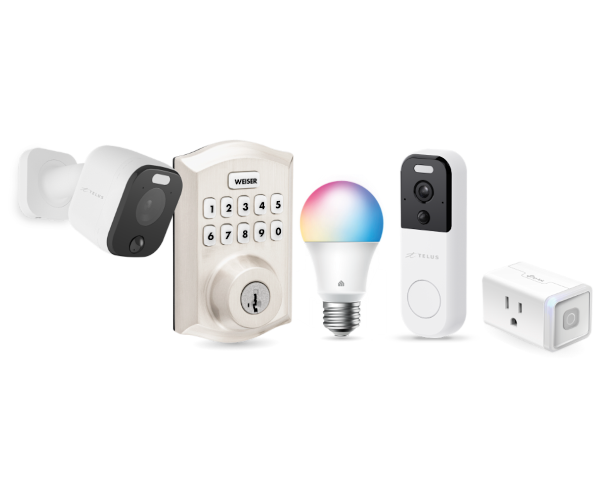 Une image montrant divers périphériques matériels de sécurité SmartHome.