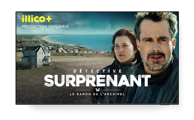 A promotional poster for 'Détective Surprenant: le baron de l'archipel', from 'illico+ PRODUCTION ORIGINALE'.