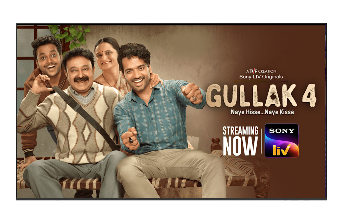 A TV displaying Gullak 4, streaming on Sony Liv.

