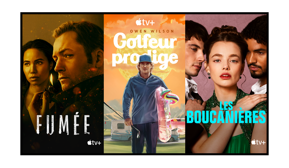Un écran de télévision affichant du contenu en diffusion en continu, offert exclusivement sur Apple TV+.