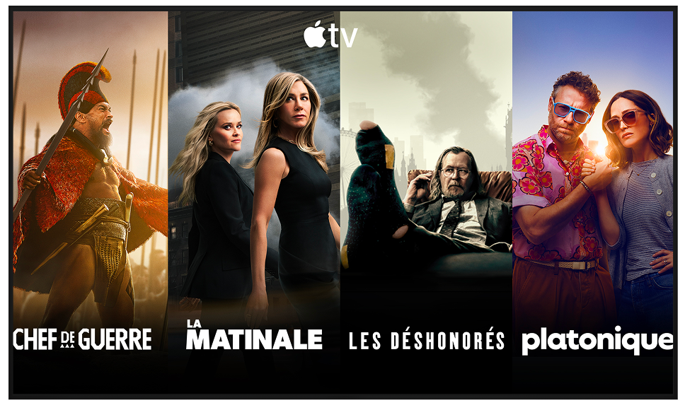Un écran de télévision affichant du contenu en diffusion en continu, offert exclusivement sur Apple TV.