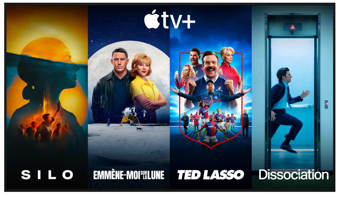 Un écran de télévision affichant du contenu en diffusion en continu, offert exclusivement sur Apple TV+.