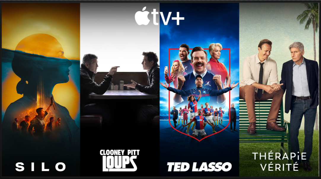 Un écran de télévision affichant du contenu en diffusion en continu, offert exclusivement sur Apple TV+.