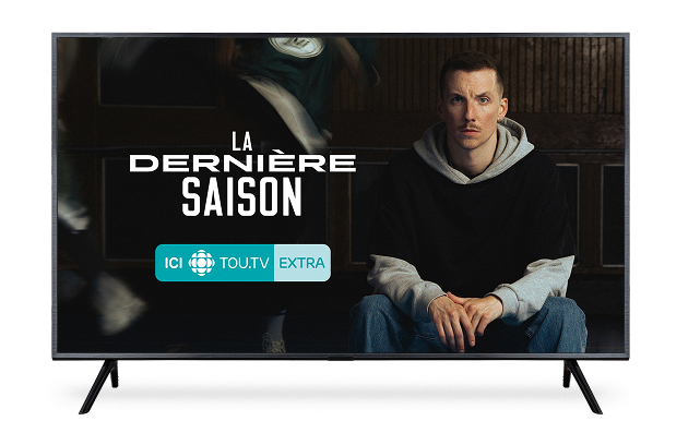 A man in a black hoodie sits seated next to text reading "LA DERNIÈRE SAISON" and the ICI TOU.TV EXTRA logo.