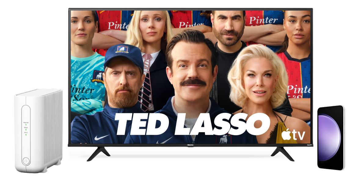 Un collage d’appareils montrant des séries populaires d’Apple TV.