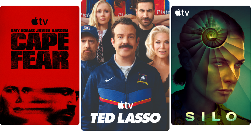 Affiches des films et séries d’Apple TV.