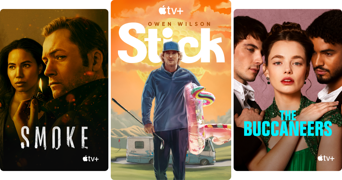 Posters for Apple TV+ films and series.