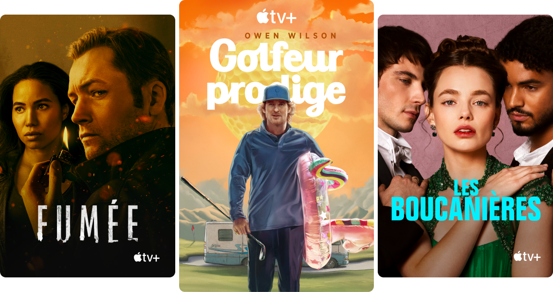 Affiches des films et séries d’Apple TV.