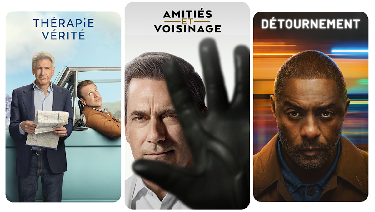 Affiches des films et séries d’Apple TV.