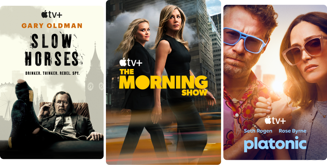 Posters for Apple TV+ films and series.