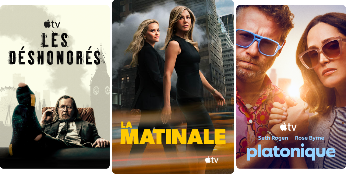 Affiches des films et séries d’Apple TV.