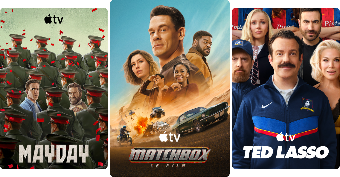 Affiches des films et séries d’Apple TV.