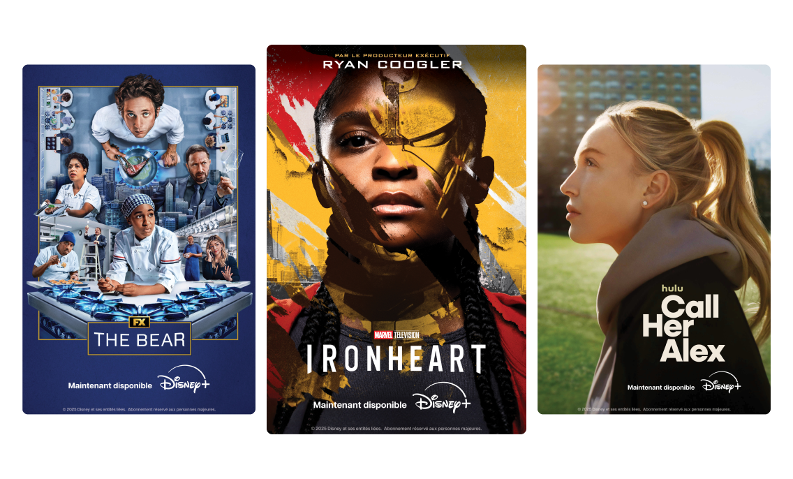 Affiches des films et séries Disney+.