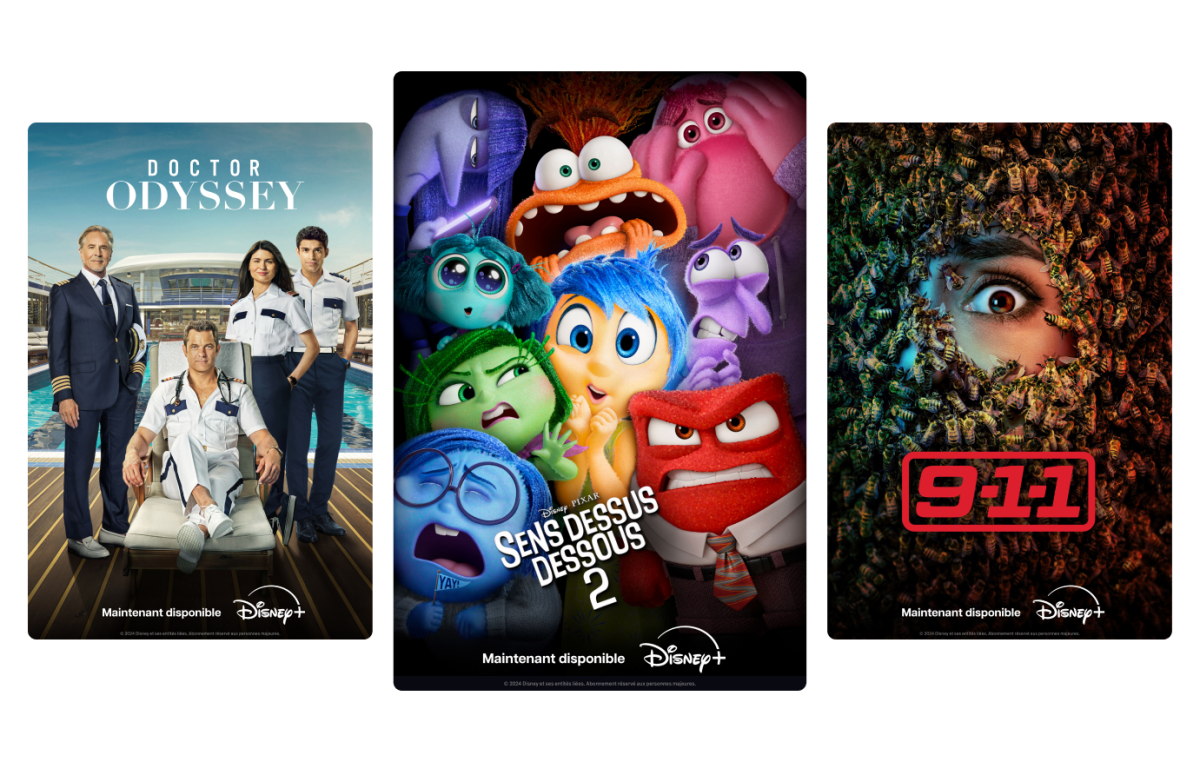 Affiches des films et séries Disney+ Acolyte, The Bear et Esprits Criminels.