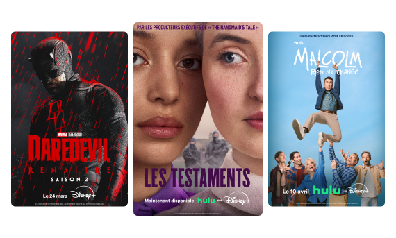 Affiches des films et séries Disney+.