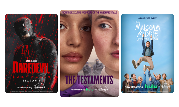 Posters for popular Disney+ films and series are shown.