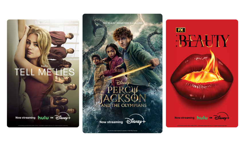 Posters for popular Disney+ films and series are shown.