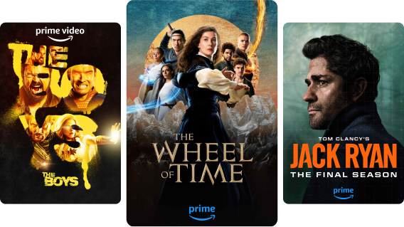 Amazon Prime show posters - The Boys, Wheel of Time, Jack Ryan