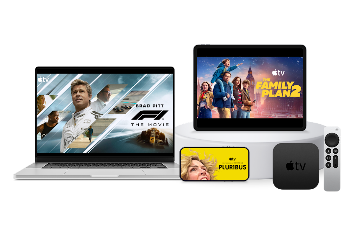 Popular content on Apple TV; F1, Family Plan 2 and Pluribus.
