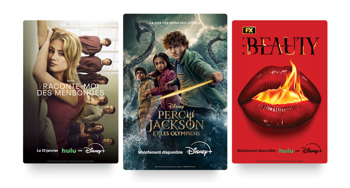 Trois affiches : Raconte-moi des mensonges, Percy Jackson et les Olympiens, et The Beauty.