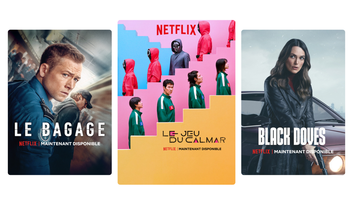 Netflix features and series are shown.