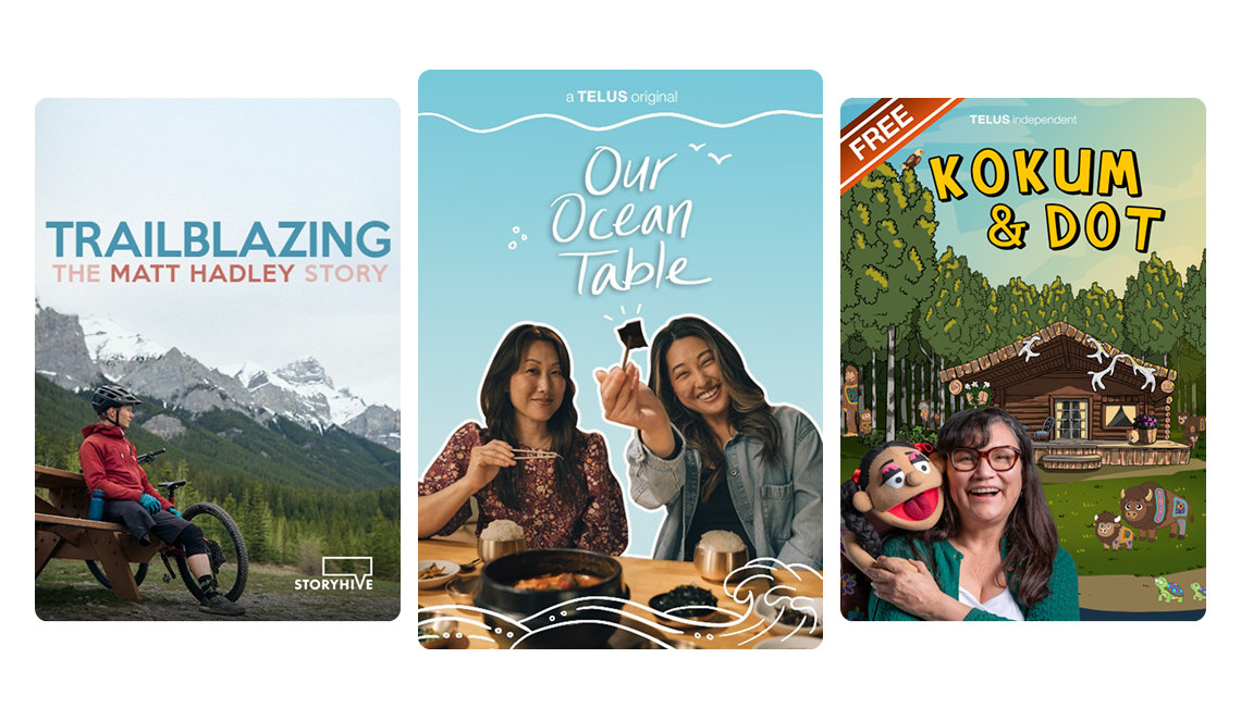 TELUS Originals posters for Plastic People, The Chef, and The Newsreader.