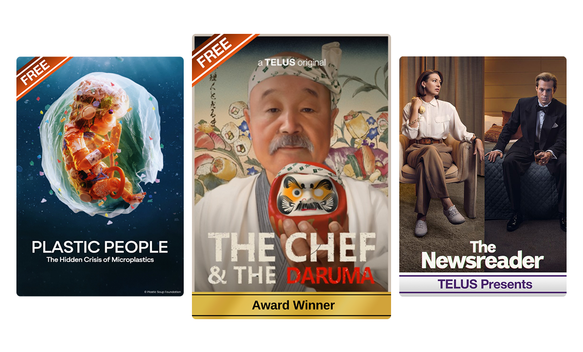 TELUS Originals posters for Plastic People, The Chef, and The Newsreader.