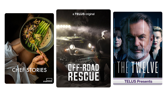 TELUS Originals posters for Plastic People, The Chef, and The Newsreader.