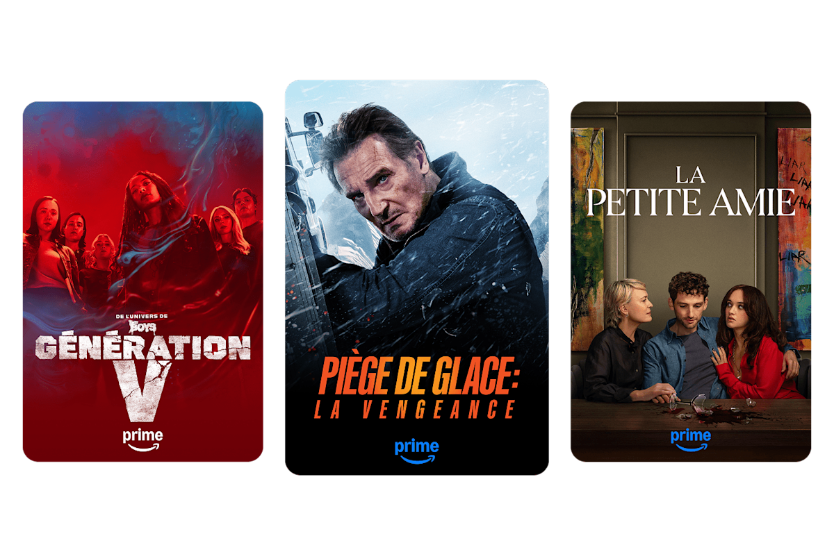 Trois affiches : Génération V, La Route de Glace et The Girlfriend.
