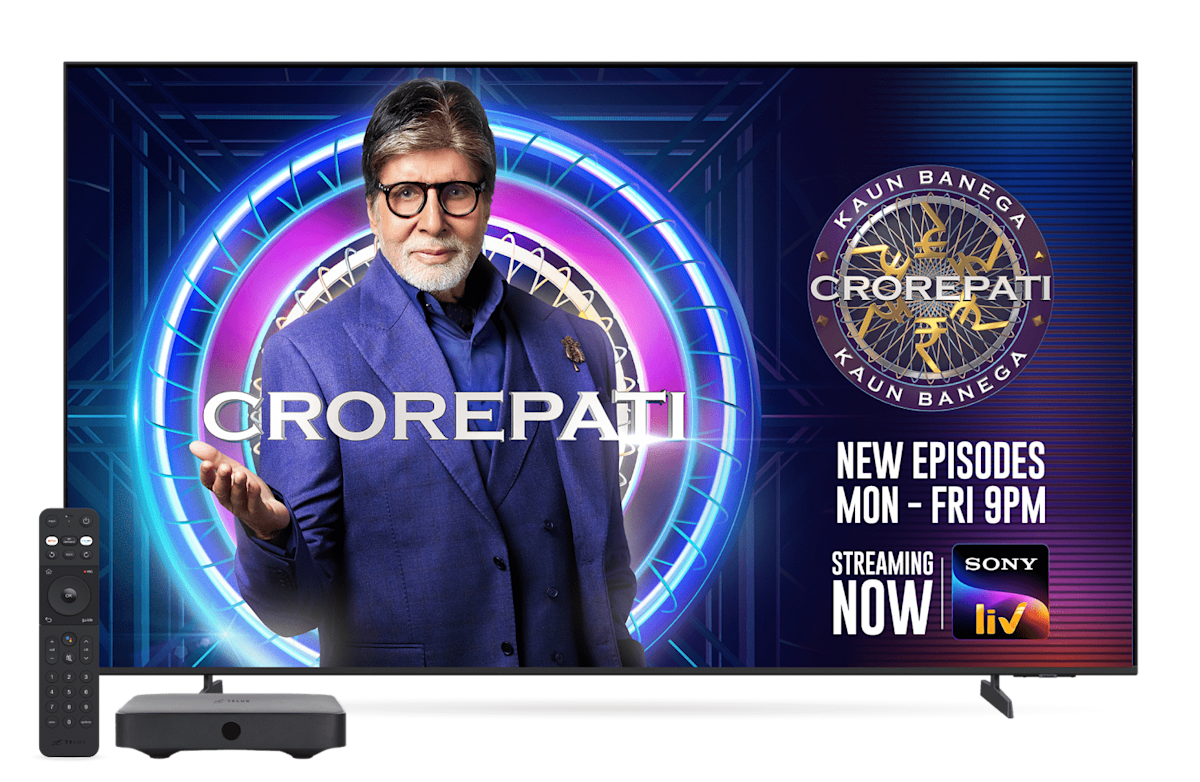 A TV displaying Crorepati, streaming on Sony Liv.