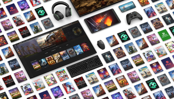 Array of games and devices that are available to enjoy with Xbox Game Pass Ultimate.