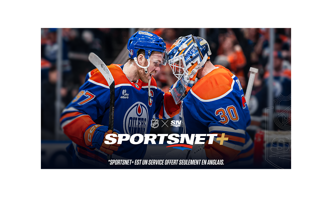 Joueurs de hockey représentés avec le logo Sportsnet.