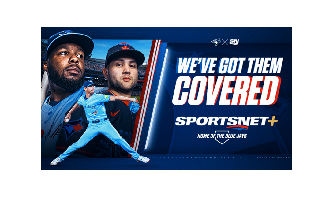 Three Blue Jays players shown with the Sportsnet logo.