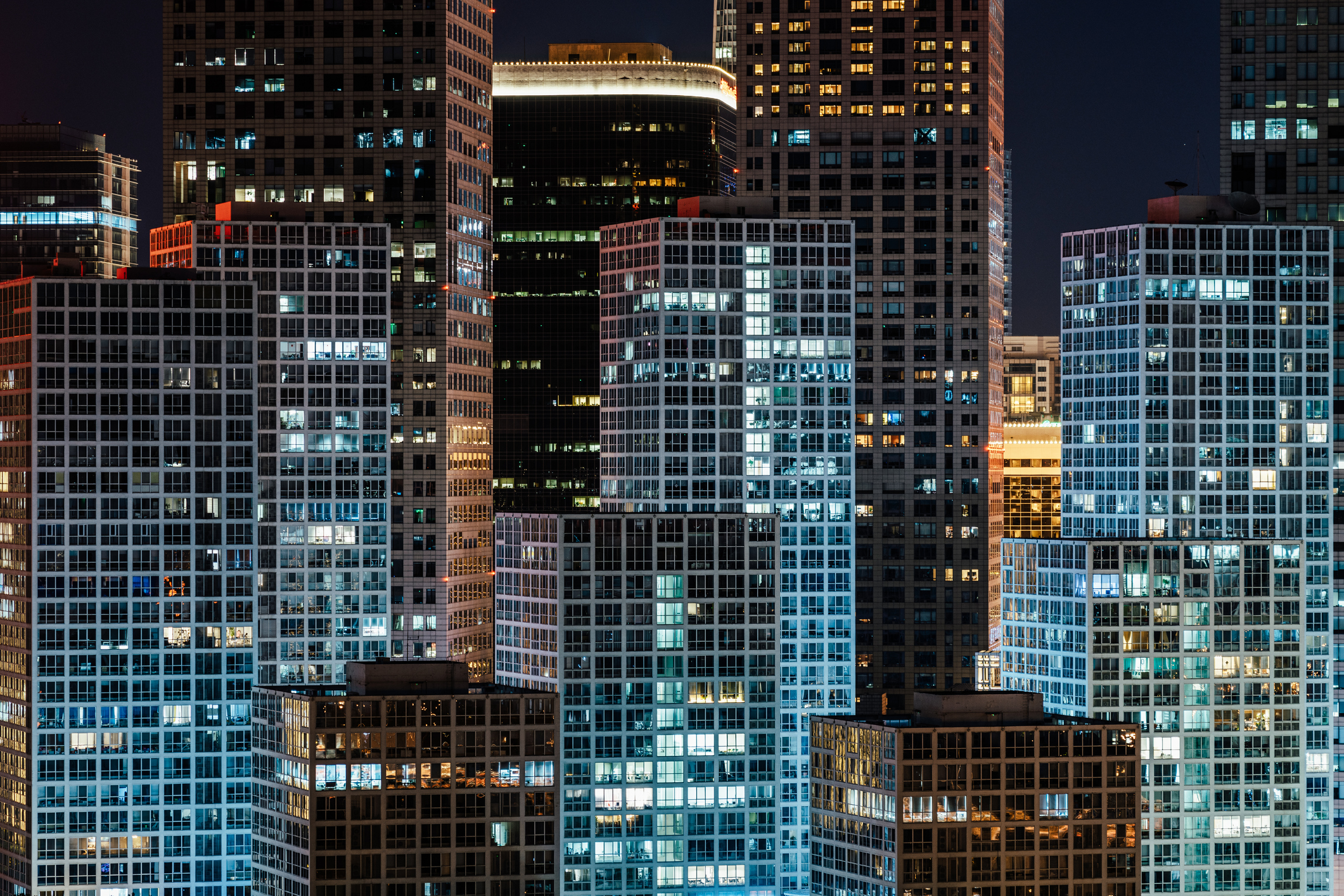 city skyline at night