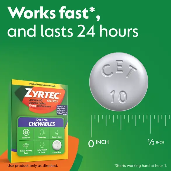 Fast (starts working at hour 1) powerful relief of 24-hour ZYRTEC® in a liquid gel