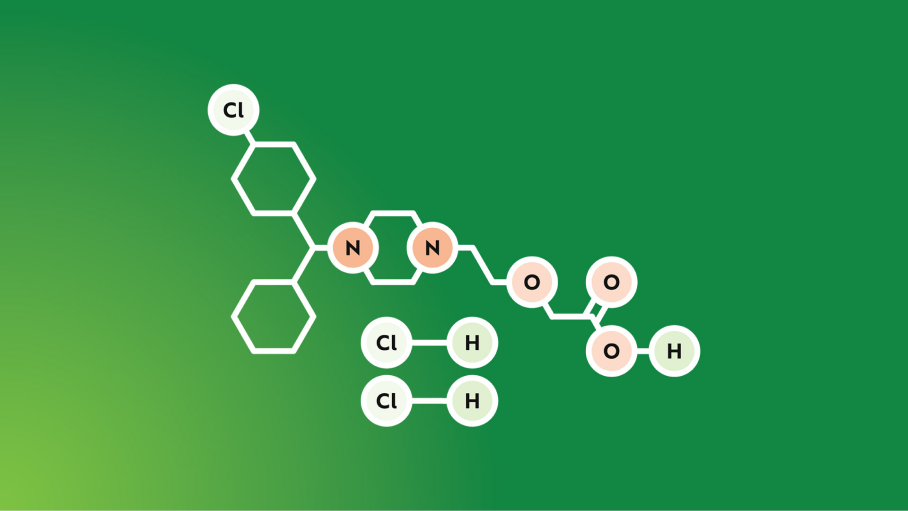 Estructura química del clorhidrato de cetirizina