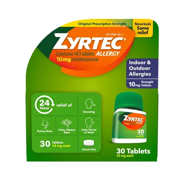 ZYRTEC® Allergy Relief Tablets with Cetirizine HCl Front of the pack