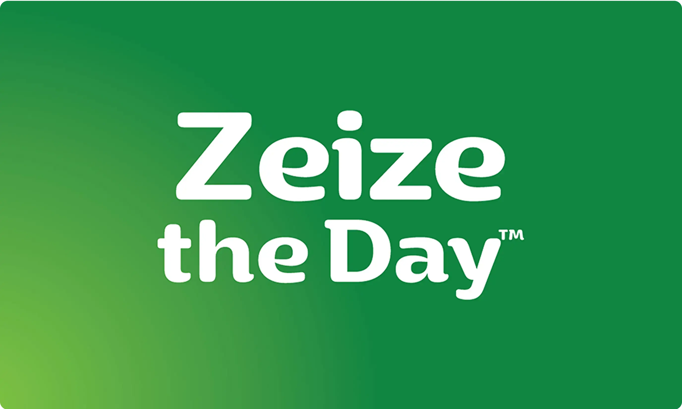 Text reads "Zyrtec® Zieze the Day™" in white set against a vibrant green background.
