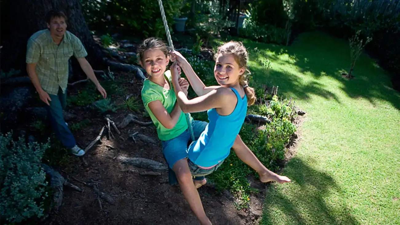 Kids playing in the garden