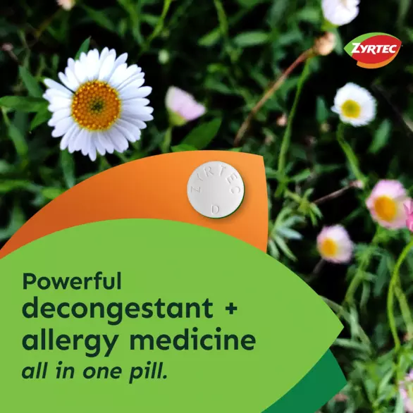 Image of Zyrtec-D Congestion Relief Tablet, a powerful decongestant + allergy medicine in one pill