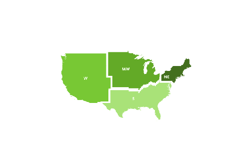 Map of when regions of the United States start their seasonal allergy season