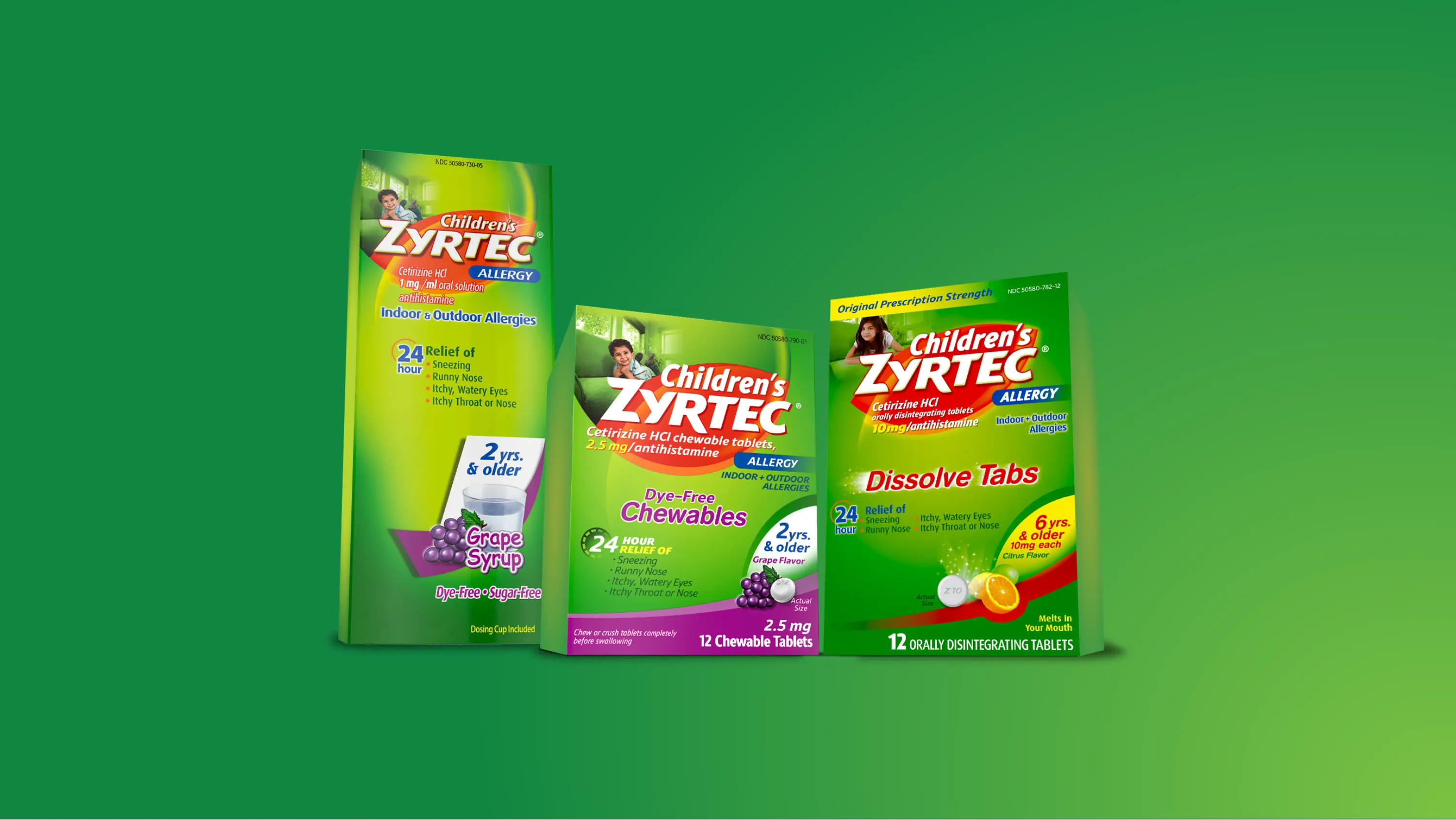 ZYRTEC® para productos con cetirizina HCl para niños