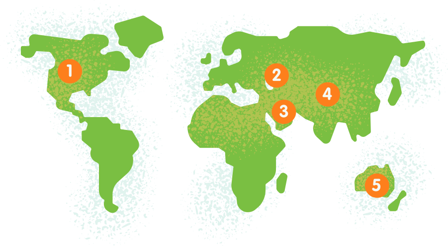 Dust-producing regions across the world